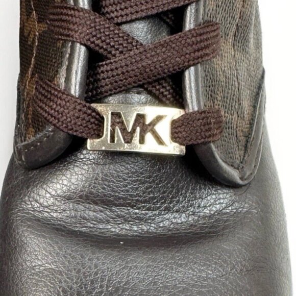 (GIRL’S 4) Michael Kors Dark & Light Brown Mid-Calf Logo-Patterned Boots - Picture 5 of 11